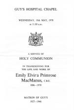 MacManus, Matron of Guy's. [Signed w/ additional material].